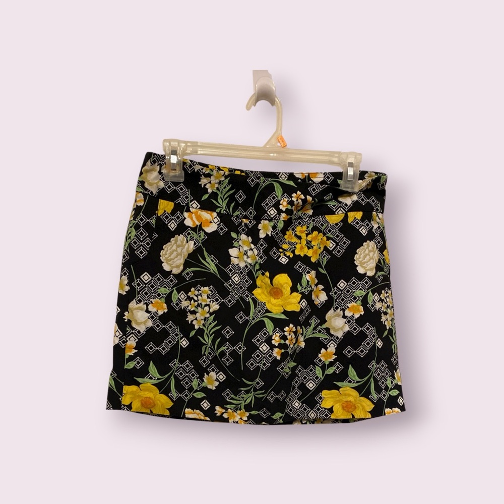 Zac & Rachel Black Skirt with Yellow Floral Design
